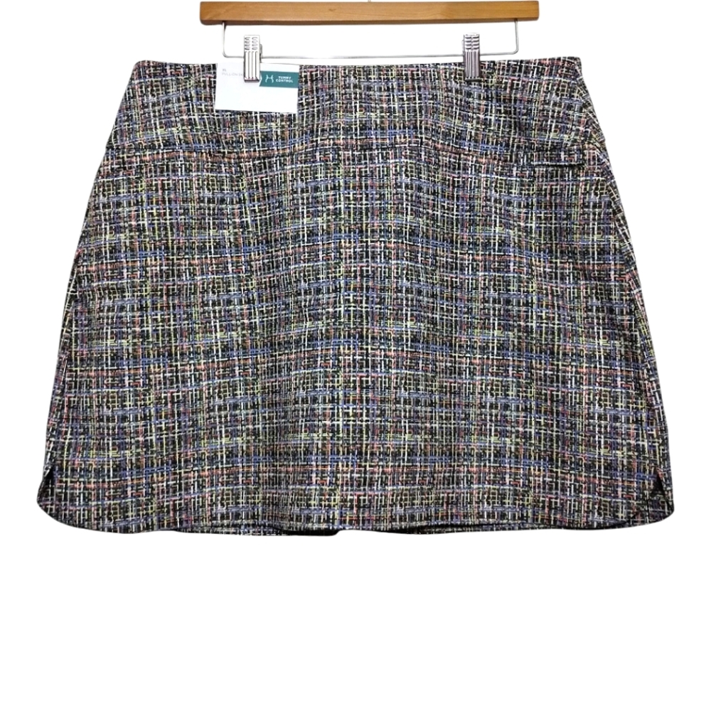 Lady Hagen Womens XL Golf Pull On Skort Tummy Control Pockets Geometric Multi